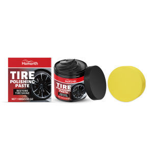 Tire Shine Refurbishment Paste with Sponge Anti Crack UV Protection Restore Faded Color for Auto Rubber Plastic Tire Parts 100g