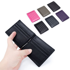 Smart King Short Wallet for Men Women Genuine Leather Sheepskin Knitting Simple Money Clip Ultra Thin Card Holder 007