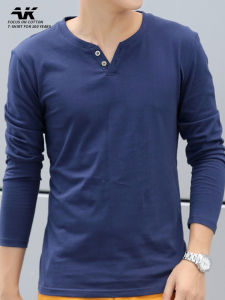 AKT | V-Neck Buttoned Long Sleeve Thermal Underwear T-shirt