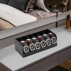 ที่จัดเก็บเข็มขัดไม้ไผ่ธรรมชาติ6ช่อง ชั้นเก็บของในตู้เสื้อผ้าช่วยประหยัดพื้นที่อเนกประสงค์ในลิ้นชัก