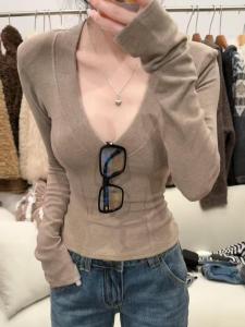 Áo Thun Dài Tay Cổ Chữ V Dày Dặn Thời Trang Thu Đông Cho Nữ Áo Lót Bên Trong Áo Phông Áo Thun Áo Chui Đầu Áo Dài Tay