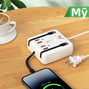 Sạc USB Đa Cổng 66W Type-C Với Đầu Cắm EU/US Hỗ Trợ Sạc Nhanh PD Bộ Chia USB Bộ Chuyển Đổi Sạc Tường Dành Cho Điện Thoại Di Động