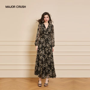 Elegant Waist Shaping Floral French Style Dress