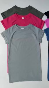 WAREBALL Short Sleeve Yoga Top Women Workout Gym Crop Top Slim Fit Round Neck Yoga Shirt Seamless Sports Stretchy Shirts