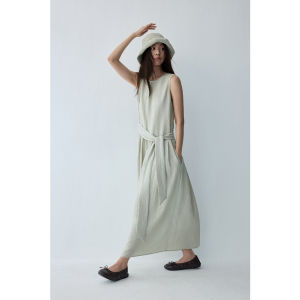 HAVERICE | Citrus Basil Bud Shaped Belted Vacation Work Dress