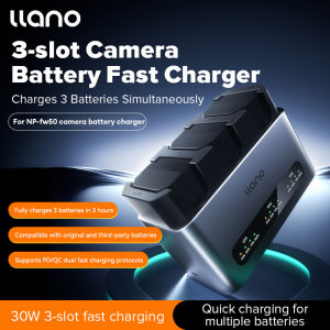 Llano NP-FZ100 NP-W235 NP-W126S LP-E17 EL15C camera Battery Charger 30W fast charging base with three ports suitable for Sony A6000 A6300 A6400 Fuji XT5 XT4 Nikon Z5 Z6 Canon EOS 6D 60D