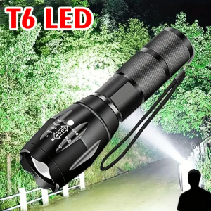 LED FlashlightsPortable Flash Light With 5 Modes & ZoomableBright Torch For Camping Hiking Outdoor Home Emergency Lighting
