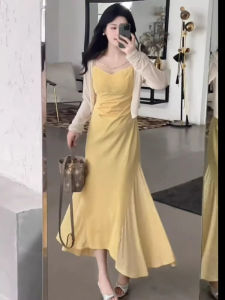 plus Size Summer Womens Dress And Top Set with Sun Protection Long Sleeve High Waist A-Line Skirt Slimming Effect Meat Covering