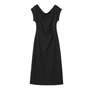 LANYU | Slimming Black A-Line Dress