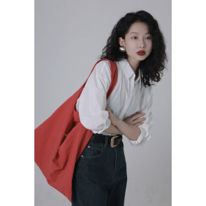 Ivy Yang Washed Cotton Bright Color Wide Shoulder Strap Shopping Bag Womens Versatile Single Shoulder Handheld Canvas Bag
