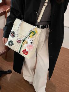 กระเป๋าเป้สะพายหลังแบบสะพายไหล่ความจุขนาดใหญ่สำหรับผู้หญิง ฤดูใบไม้ร่วง/ฤดูหนาว กระเป๋าถือสไตล์วิทยาลัยแบบย้อนยุค กระเป๋าสะพายข้างแบบสะพายข้าง