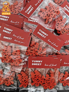 Red Wedding Celebration Cartoon Foldable Sealed Candy Snack Transparent Packaging Bag Groom And Bride Couple Card Head