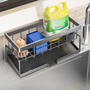 Kitchen Drain Rack Sink Sponge Scouring Pad Dishwashing Liquid Storage Shelf Steel Wire Ball Kitchen Storage Organizer