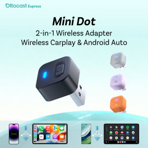 OTTOCAST Mini Dot Wireless CarPlay Android Auto Adapter 2 in 1 USB Dongle Car Accessories for Totoya VW Benz Chevrolet Hyundai