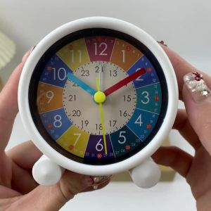 Cute Childrens Educational Alarm Clock Bedroom Desktop Early Education Small Animal Round Mute For Boy Girls Home Decoration