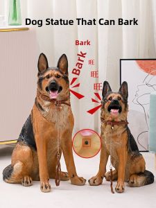 Modern Simplicity Large Wolf Dog Statue Courtyard German Shepherd Model Wealth Attracting Home Entrance Decorative Sculpture Guard Dog Resin Handmade