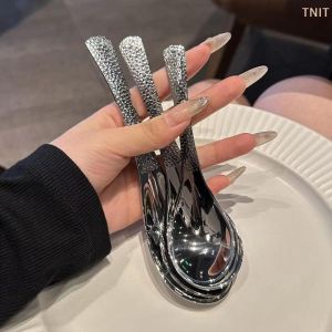 OUHOE | [J] 2Pcs Stainless Steel Spoons Dessert Fruit Spoons For Home And Restaurant Soup Ladle Home Kitchen Essential Tools