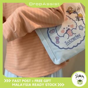 DROPASSIST 1309 Women Zip Zipper Canvas Tote College Student Shoulder Crossbody Large Capacity Bag Wanita Beg