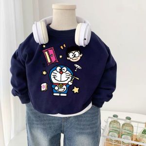 Boys Long Sleeve Hoodie Cute Cartoon Overhead Sweatshirt Baby Warm Street Style Casual Wear Autumn Winter Kids Clothing