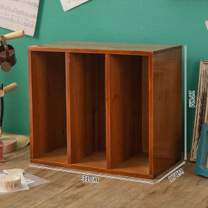 Desktop Storage Box Office Desk Book Shelf Retro Wooden Stationery Journal Seal Cabinet Separated Bookshelf