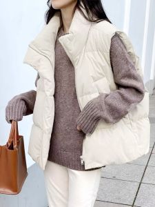 Womens down Cotton Vest 2023 New Winter Outerwear Loose Shoulder Pad Vest Sleeveless Jacket Female Model Popular Style