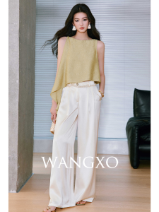 Minimalist Light Satin Irregular Halter Loose Top