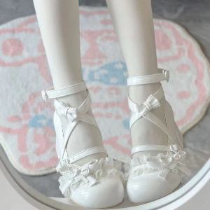 Cute Pumps Shoes Lolita Red High Heels Spring Autumn Lace Thick High Heels Single Shoes Patent Leather Mary Jane WomenS Shoes