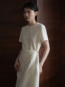hacikis | Elegant Flowing Artistic Office-appropriate Adjustable Wrap Style Dress