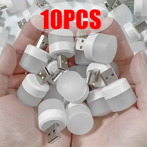 10Pcs Mini USB Night Light Warm White Eye Protection Book Reading Light USB Plug Computer Mobile Power Charging LED Night Lamp