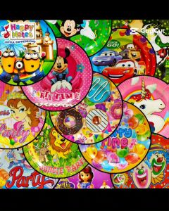 Happy Notes Paper Plates (10pcs 22cm Diameter Plain Printed Various Design Generic Character Princess) Party Needs