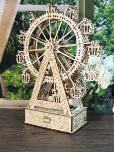 3D Wooden Puzzle for Adults Gear Ferris Wheel Music Box Model Kits Birthday Christmas Unique Gift for Women