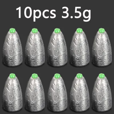 10pcs/lot 2g 3.5g 5g 7g 10g 14g 20g Bullet Lead Sinkers Fishing Weights Sea Down Sinker Fishing Tool Accessories
