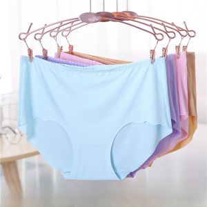 plus Size Summer Ice Silk Cotton Womens Underwear Breathable Seamless One-Piece Large 200 Pounds Flattering Triangle Panties
