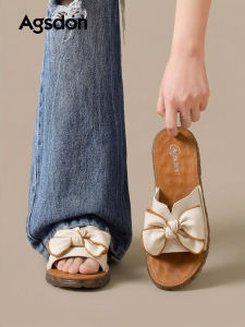 Agsdon | French Style Bow Flat Slipper Sandals