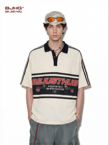 BJHG | Áo Polo Sọc Đối Chiếu Phong Cách Retro Tay Ngắn