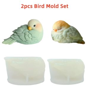 3D Bird Shaped Candle Silicone Mold Cute Parrot Resin Plaster Scented Candle Mold DIY Sleeping Bird Handmade Making Gift Decor