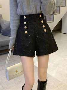 Fashionable French Chic Glitter Wool Shorts 2026 Fall Collection