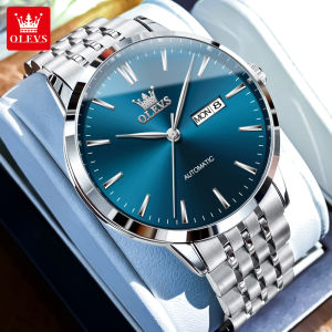 Đồng Hồ Cơ Nam OLEVS 7048 Lịch Kép Dây Thép Không Gỉ Chống Nước Thiết Kế Sang Trọng Đơn Giản Với Kính Cường Lực