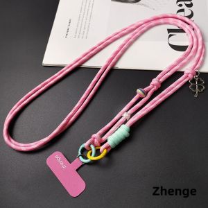Long Crossbody Woven Phone Strap Outdoor Travel Fashionable Color Block Design Mobile Phone Accessory Durable Nylon Material