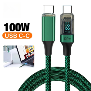 1pc USB C Cable PD 100W Digital Display USB C to C Data Cord 0.5/1/2M Quick Charge Type-C Charging Line for Mobile Phone Laptop