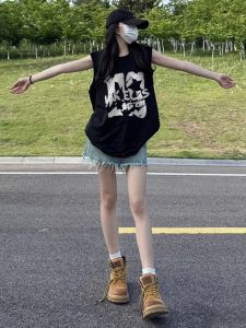 SHUQINGLAI | Cotton Racerback Vest Sleeveless T-Shirt Women
