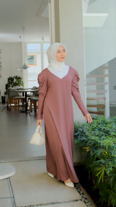Romania Maxy Dress | Gamis Knit Wanita Terbaru | Dress Remaja Wanita Kekinian | Gamis Lengan Puff Daily
