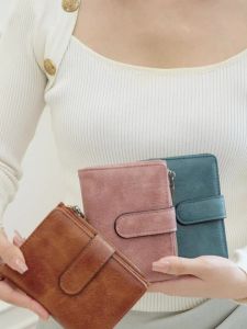 MIYIN | Ví Nữ Gấp Ba Chống Trộm RFID Nhỏ Gọn Có Khóa Kéo Chất Liệu Da PU Có Ngăn Đựng Tiền Xu Và Thẻ