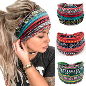 Bohemian Print Yoga Hairband Womens Wide Edge Sweat Absorbent Headband Fashionable Hair Accessories Ladys Headwear