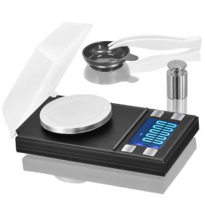 Digital Pocket Scale 50 x 0.001g Laboratory Carat Powder Scale with Calibration Weights Tweezers Scale LCD Display