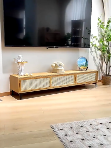 (REDY STOK)Kayu Lemari TV Murah 2/3 Pintu Meja TV Rotan Sintetis Terbaru Lemari Serbaguna