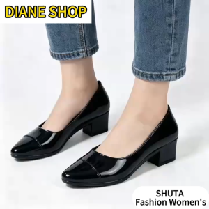 Top Trending Women Stylish Black Slip On Heeled Shoes Comfort Non Slip Waterproof Rubber Student Work Casual Shoes 090523