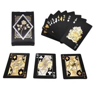 55pcs Golden Playing Entertain Cards Gold Foil Pokers Set Magic Cards 24K Gold Plastic Foil Pokers Durable Waterproof Cards