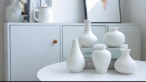 pzcf 1PC Diy Ceramic Crafts Dried Flower Decoration Ceramic Vase Small Vase Blank Parent-Child Painted Doodle White