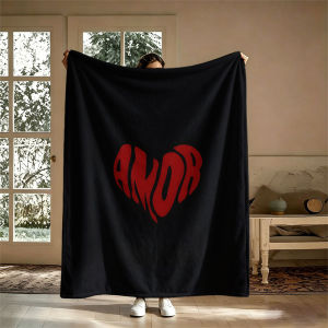 BILIBILI | AMOR Heart Red Navy Flannel Blanket Perfect for Sofa Office Bed Travel Sleep Read Relax Camping Four Season Use